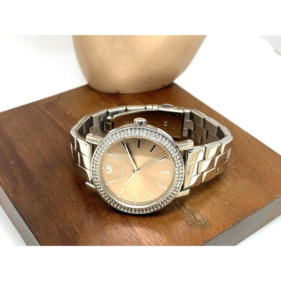 Michael Kors Women's Watch MKO-1050 Quartz Rose Dial Silver Stainless Steel 38mm - Picture 7 of 13